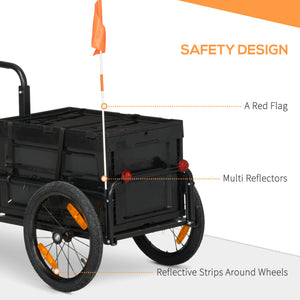 English Elm Aosom Folding Bike Cargo Trailer with Removable Box Quick Release Pneumatic Wheels W2225P200591