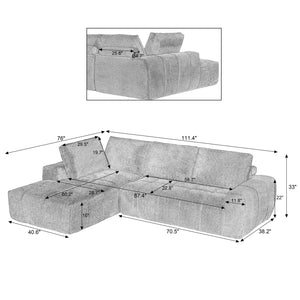 English Elm Faux Fur Tufted Oversized Sectional Plush Sleeper Sofa for Living Room Lounge W2339S00061