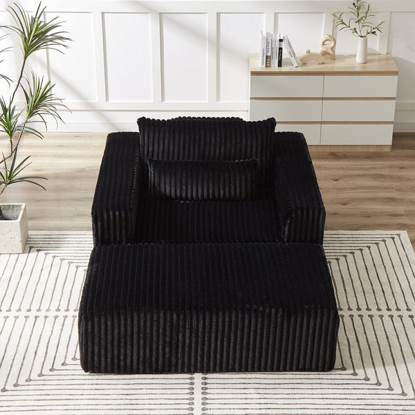 English Elm 75-Inch Corduroy Sponge Lounge Chair With Removable Footrest - Effortlessly Cozy For Any Space W834P206096