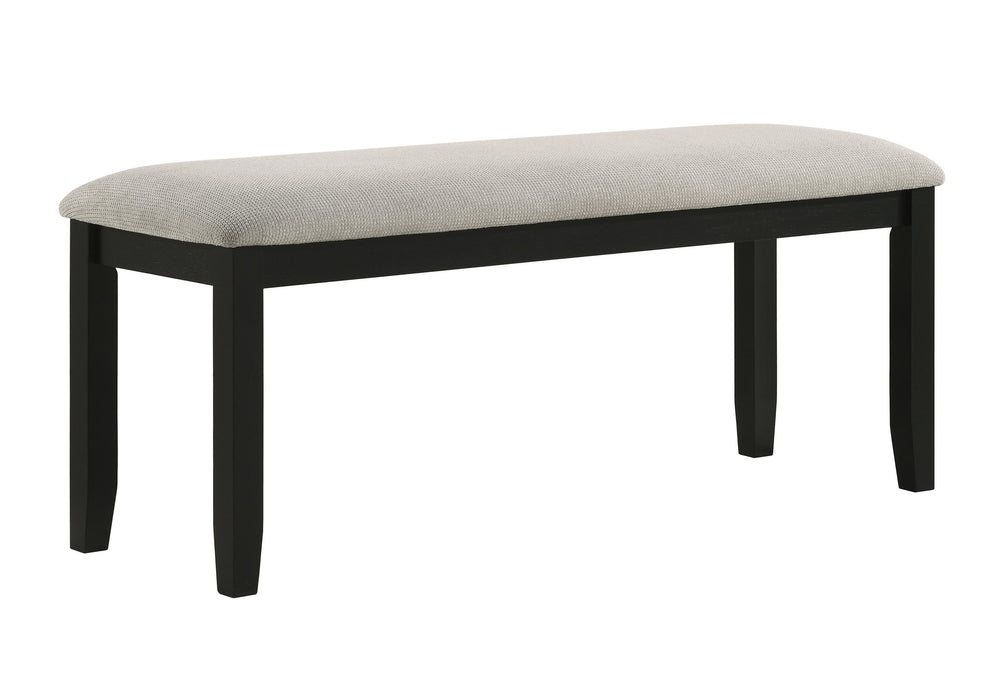 English Elm 1pc Modern Bench 47.2" Fabric Upholstered Dining Seat Gray Black Wood Legs for Kitchen PMID B011P264143