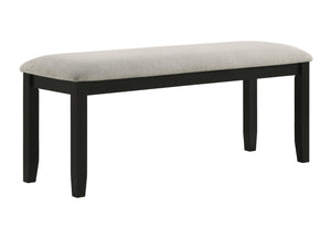 English Elm 1pc Modern Bench 47.2" Fabric Upholstered Dining Seat Gray Black Wood Legs for Kitchen PMID B011P264143