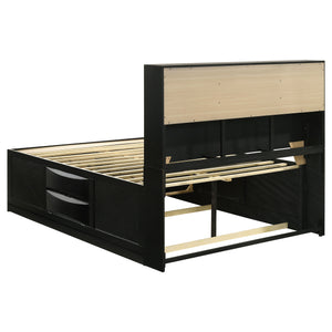 English Elm Isabel Modern Black 5-Piece Bedroom Set with Platform Storage, Beveled Drawer Fronts & Silver Hardware B062S00971