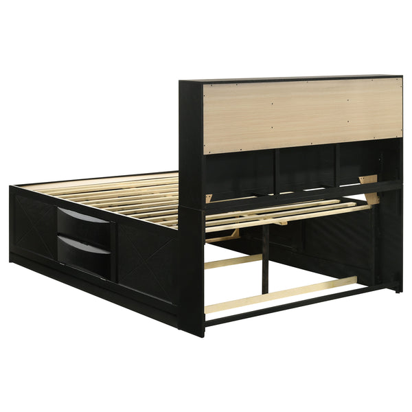English Elm Isabel Modern Black 5-Piece Bedroom Set with Platform Storage, Beveled Drawer Fronts & Silver Hardware B062S00971