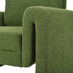 English Elm Christopher Knight Home® - Modern Bouclé Upholstered Accent Chair with Rounded Arms, Solid Wood Frame, 330lb Capacity, Luxe Comfort Green N765P248341N
