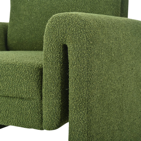 English Elm Christopher Knight Home® - Modern Bouclé Upholstered Accent Chair with Rounded Arms, Solid Wood Frame, 330lb Capacity, Luxe Comfort Green N765P248341N