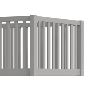 English Elm Twin Floor Bed Pine Wood Frame with Guardrails and Door for Safe Toddler Sleep Gray W1580P418051