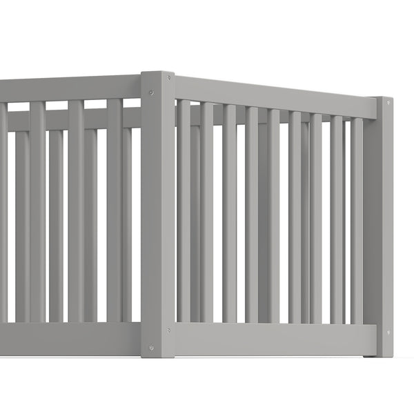 English Elm Twin Floor Bed Pine Wood Frame with Guardrails and Door for Safe Toddler Sleep Gray W1580P418051