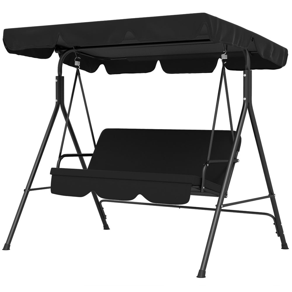 English Elm Outsunny 3-Seat Porch Swing Chair With Removable Cushions, Adjustable Canopy & Steel Frame Design W2225P200600-GIGA