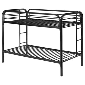 English Elm Celeste Black Metal Twin Over Twin Bunk Bed - Space-Saving Design With Rung Ladder & Guardrails B062P340727