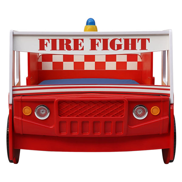 English Elm Little Heroes Fire Truck Bed - Cozy Low-Profile Floor Bed With Led Light For Imaginative Playtime Fun W2237S00022
