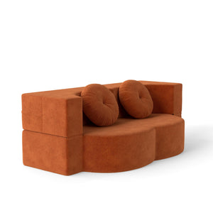 English Elm Modern Corduroy Folding Floor Sofa Sleeper with Foam Fill for Studio Bedroom Guests Orange W2353P379629