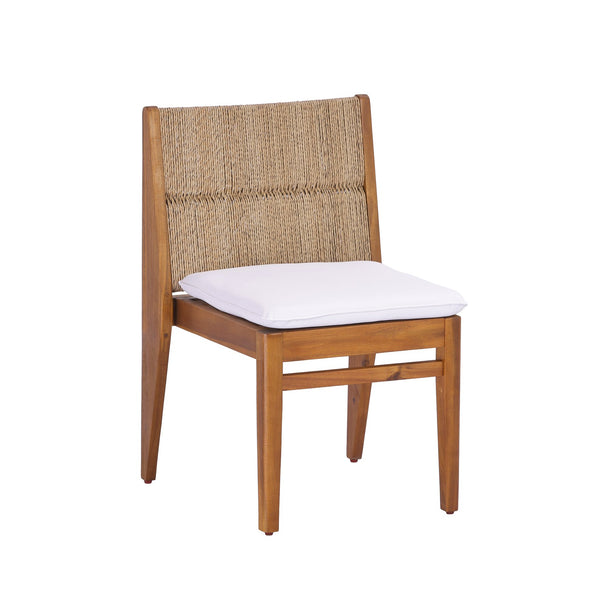 English Elm Acacia Hardwood Outdoor Dining Chairs with Wicker Detail and Cushions Set of 2 N772P384695T