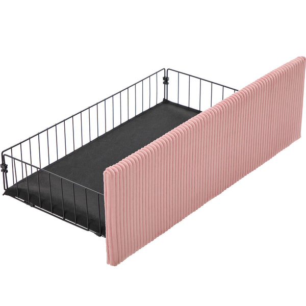 English Elm UNITED Corduroy L-Shaped Sectional Sofa with Storage Ottoman, USB Ports, Cup Holders & LED Lighting Pink W1568P332401