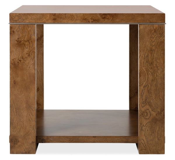 Hooker Furniture Melange Mulholland Oak Round Side Table with Triple Shelf Storage for Living Rooms 27.52L x 24.25W x 25.00H 628-80607-82