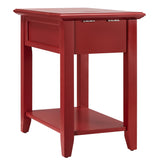 Homelegance By Top-Line Cerie 1-Drawer Side Table with Charging Station Red Wood