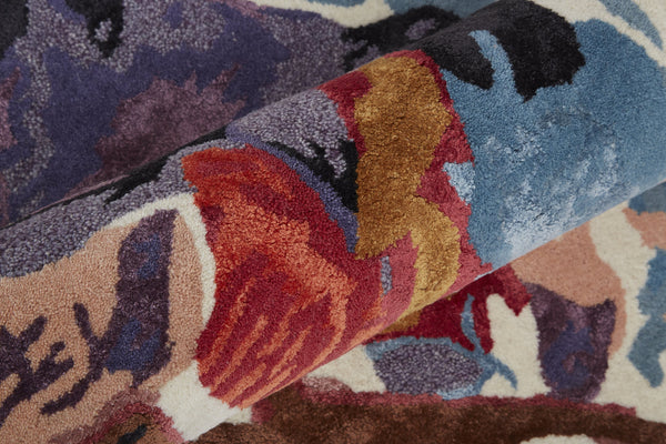 Feizy Rugs Dafney Hand-tufted Floral Rug – Vibrant Watercolor Botanical Design In Viscose And Wool For Your Home Red,Blue,Purple Viscose,Wool Dfy8863fredmlth00