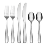 Cambridge Waylen 6-Piece Stainless Steel Flatware Set, Mirror Finish, Dishwasher Safe