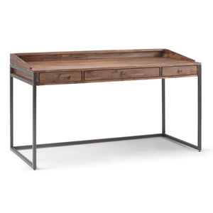 English Elm Ralston Desk - Handcrafted Rustic Natural Aged Brown Acacia Wood & Metal Frame For Home Office Use B136P159560-GIGA