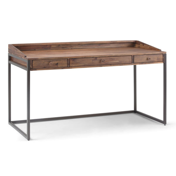 English Elm Ralston Desk - Handcrafted Rustic Natural Aged Brown Acacia Wood & Metal Frame For Home Office Use B136P159560-GIGA
