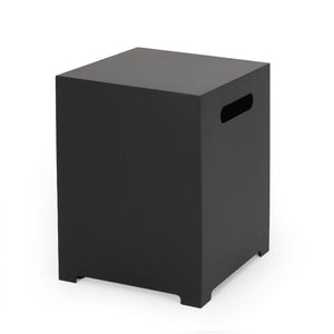 English Elm Propane Tank Cover Outdoor Iron Side Table with Slatted Storage for Fire Pit Patios 67760.00DGRY