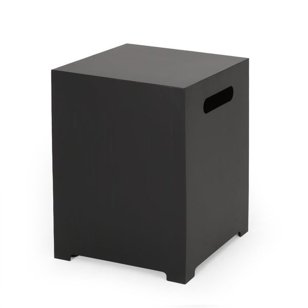 English Elm Propane Tank Cover Outdoor Iron Side Table with Slatted Storage for Fire Pit Patios 67760.00DGRY