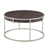 Homelegance By Top-Line Piper Metal Base Round Coffee Table  Walnut Metal