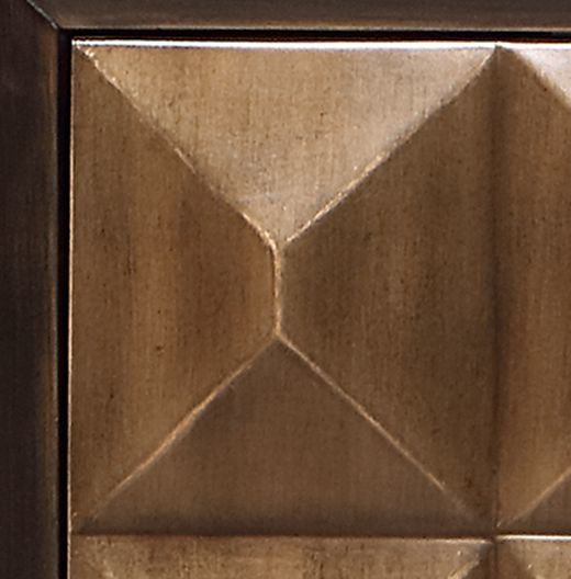 English Elm Diya Forged Bronze Console Cabinet with Espresso Finish, 3D Geometric Facade, Jewelry Tray & Storage B2726P285783