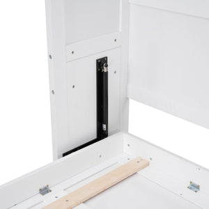 English Elm Queen Murphy Wall Bed with Dual Piston Mechanism Space Saving Mdf Cabinet Frame White LP000665AAK-2