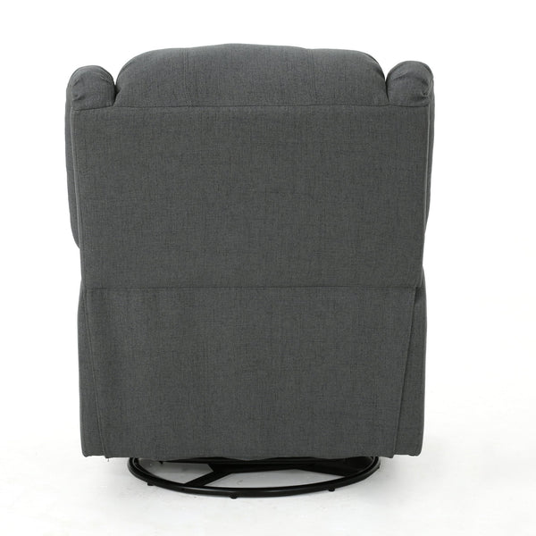 English Elm Christopher Knight Home® - Charcoal Glider Recliner Swivel Chair - Compact Manual Reclining Fabric Seat, Plush Ergonomic Comfort 61368.00CCL