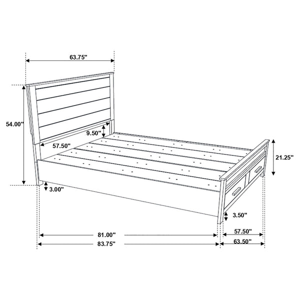 English Elm Greely Rustic Golden Brown 4-Piece Bedroom Set with Tall Headboard, Footboard Storage, Ample Drawers B062S01003