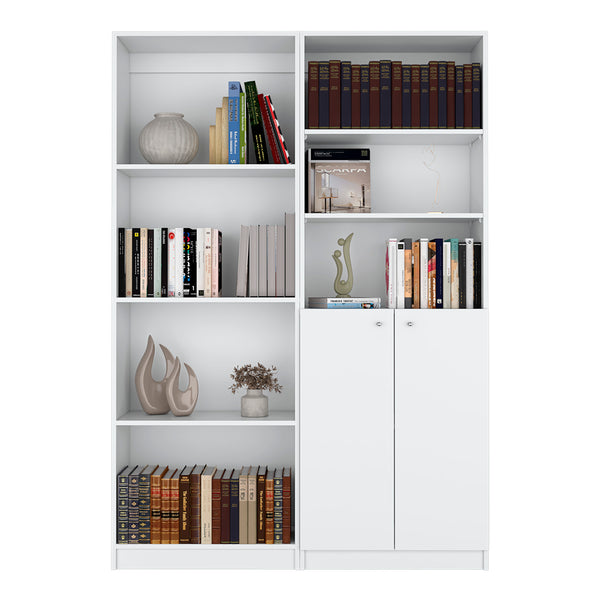 English Elm Dupree Modern 2-Piece Bookcase Set with 9 Shelves for Living Room — Spacious, Durable, Stylish Storage White 41 L x 28 W x 5 H B070S00240