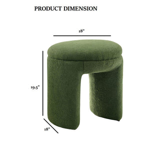 English Elm Round Plush Accent Stool with Teddy Shearling Upholstery, Cozy Contemporary Ottoman Bench Appeal Green 19 L x 19 W x 20 H B2741P388364