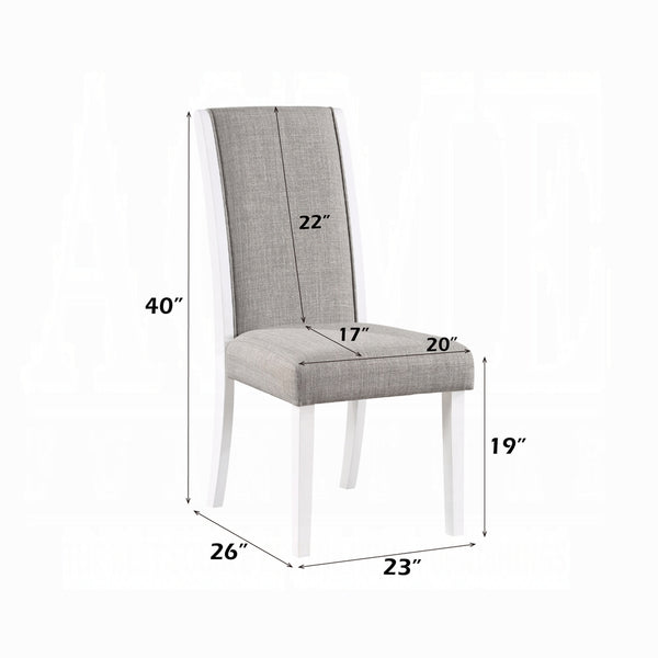 English Elm Classic Weathered Finish Side Chairs Set of 2 with Turned Legs, Padded Linen-Style Upholstery and Trim Gray,White 19 L x 41.5 W x 15 H B2741P334809