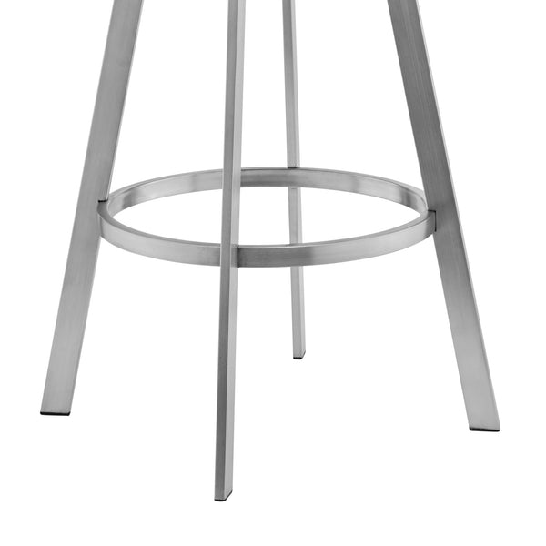 English Elm Ulver 30" Gray Faux Leather Swivel Bar Stool with Brushed Stainless Frame, Padded Comfort Seat B2736P268565