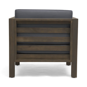 English Elm Christopher Knight Home® - OANA Outdoor Club Chair with Acacia Wood Frame, Removable Cushions, Slatted Design for Quick Drying Grey 65546.00DGRY