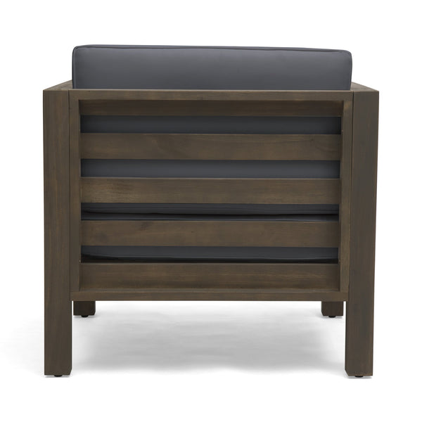 English Elm Christopher Knight Home® - OANA Outdoor Club Chair with Acacia Wood Frame, Removable Cushions, Slatted Design for Quick Drying Grey 65546.00DGRY