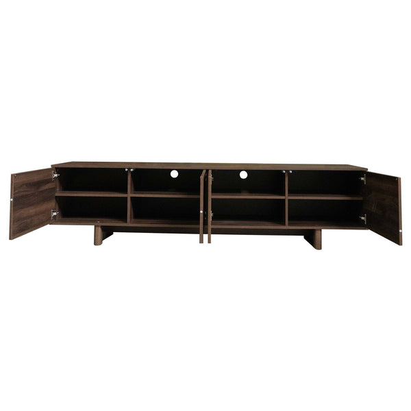 English Elm 78 Inch Low Profile Media Console with Pine Legs Soft Close Doors for Living Room N710P429519Q