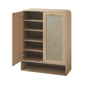 English Elm Rattan Door Shoe Cabinet Six Tier Adjustable Shelving Entryway Storage Organizer Oak W1820P399462
