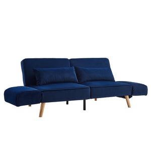 English Elm 72.8" Velvet Futon Sleeper Sofa Split Back Reclining Couch for Apartments and Guest Rooms Navy Blue W1669P364130