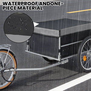 English Elm Foldable Bike Cargo Trailer with 20 Inch Tires Steel Frame and Weatherproof Oxford Cover Black W2932P405182