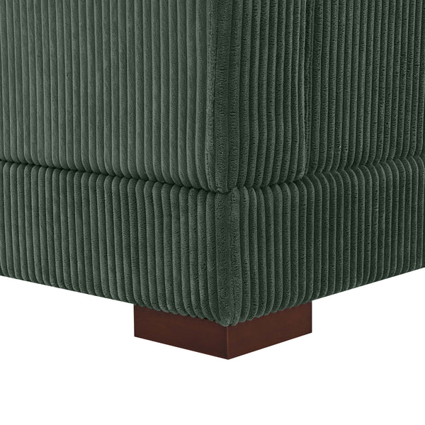 English Elm Large Corduroy Chaise Loveseat with Extended Leg Support for Relaxed Living Rooms Dark Green B2748S00007