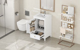 English Elm 20" Bathroom Vanity With Sink, Bathroom Cabinet With Soft Closing Door, Storage Rack and A Drawer, White