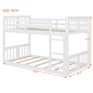 English Elm Twin Over Kids Bunk Bed Solid Pine Frame Gray Finish with Safety Guardrail N708P242163K