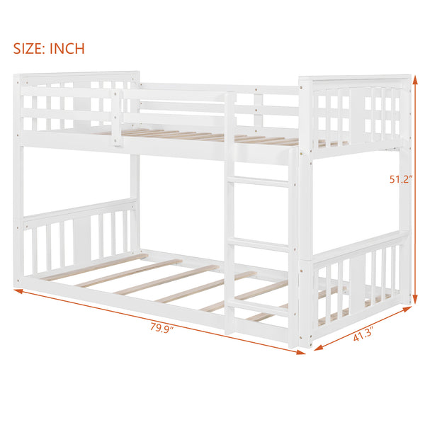 English Elm Twin Over Kids Bunk Bed Solid Pine Frame Gray Finish with Safety Guardrail N708P242163K