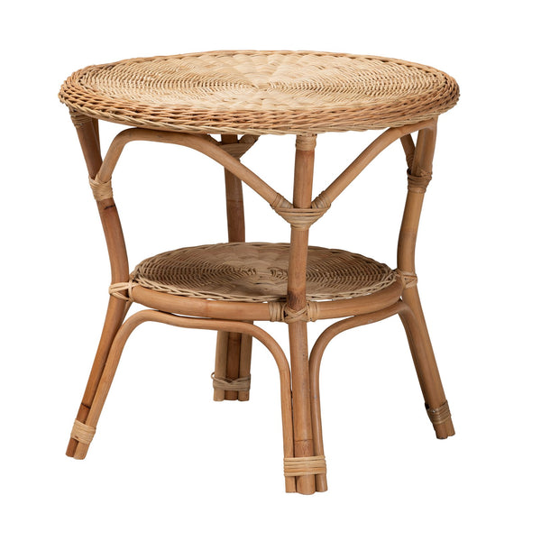English Elm Modern Handcrafted Rattan Round Coffee Table Bohemian Artisan Living Room Accent B2750P470078