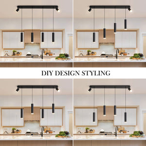 English Elm Angelina 6-Light Matte Black Pendant - Modern Kitchen Island Fixture For Stylish Task Lighting T3177P283998