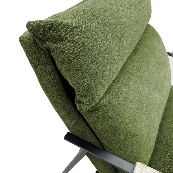 JLA Home Chapel Hill - Accent Chair Mid-Century Modern Upholstered with Red Oak Arms, High-Density Foam & Sturdy Steel Frame Green CH100-0050