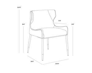 Sunpan GIANNI Dining Chair - Stylish Dillon Cream & Thunder Faux Leather with Gold Accents for Comfort 105288