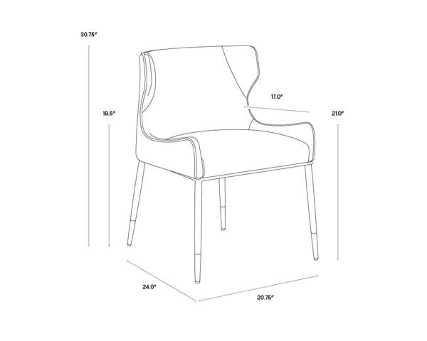 Sunpan GIANNI Dining Chair - Stylish Dillon Cream & Thunder Faux Leather with Gold Accents for Comfort 105288