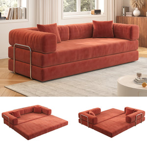 English Elm 78.8Inch Modular Sectional Sofa Bed - Convertible Orange Sofa For Small Spaces, Easy Care & Custom Layouts W3147P278113